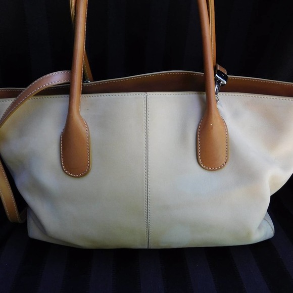 TOD'S TAN SMOOTH  LEATHER SATCHEL TOTE - Picture 5 of 12